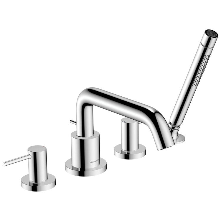Roman Tub Filler Tecturis S with Handshower 10 Inch Spread 2 Lever WaterSense Chrome - Image 1
