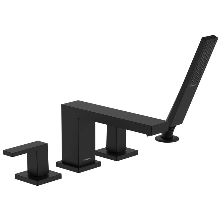 Roman Tub Filler Tecturis E with Handshower 10 Inch Spread 2 Lever WaterSense Matte Black - Image 1
