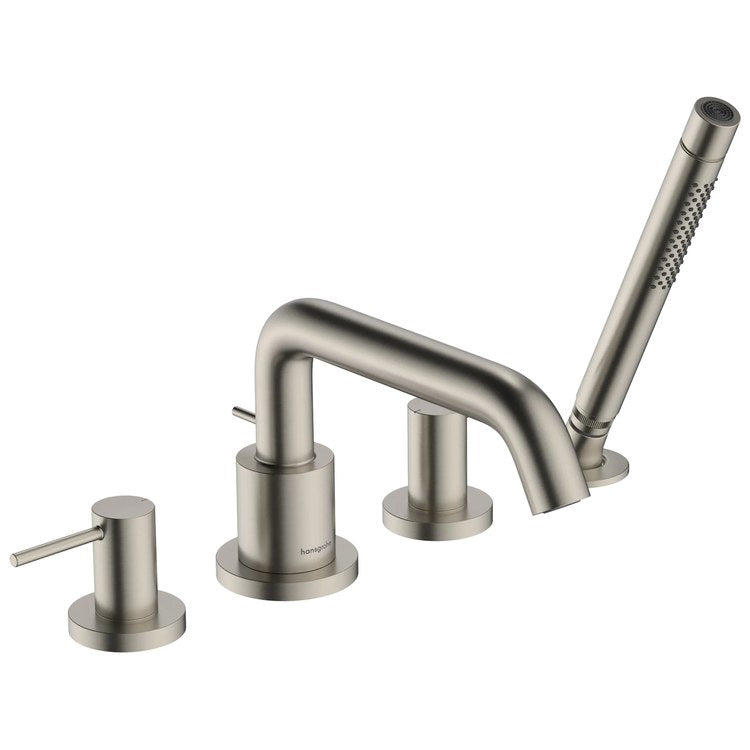 Roman Tub Filler Tecturis S with Handshower 10 Inch Spread 2 Lever WaterSense Brushed Nickel - Image 1
