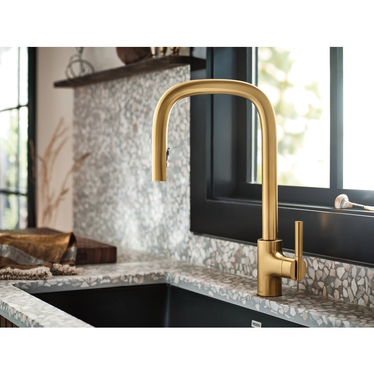 Kitchen Faucet Tenon 1 Lever ADA Brushed Gold High Arc 1 Hole 1.5 Gallons per Minute - Image 2