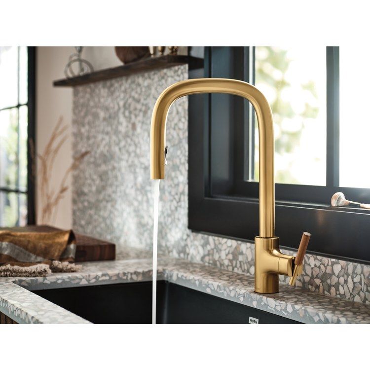 Kitchen Faucet Tenon 1 Lever ADA Brushed Gold High Arc 1 Hole 1.5 Gallons per Minute - Image 3
