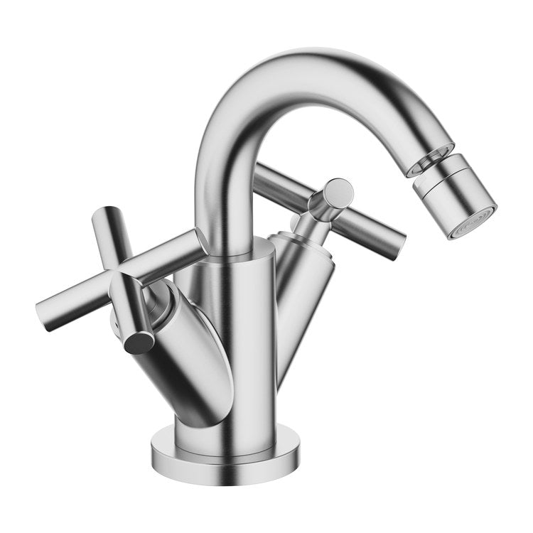 Bidet Faucet TARA Mixer 2 Cross Brushed Chrome Pop-Up 1 Hole 1.8 Gallons per Minute - Image 1