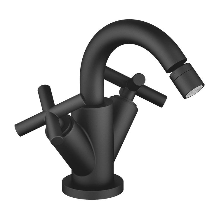 Bidet Faucet TARA Mixer 2 Cross Matte Black Pop-Up 1 Hole 1.8 Gallons per Minute