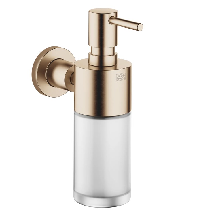Soap Dispenser TARA Brushed Champagne Wall Mount Frosted Glass 8.45 Ounce