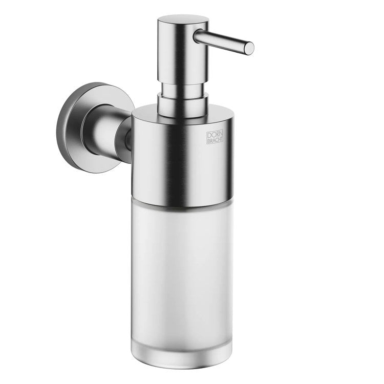 Soap Dispenser TARA Brushed Chrome Wall Mount Frosted Glass 8.45 Ounce