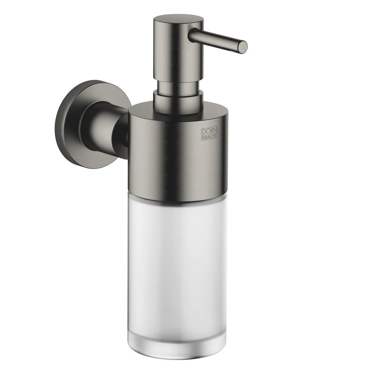 Soap Dispenser TARA Brushed Dark Platinum Wall Mount Frosted Glass 8.45 Ounce - Image 1