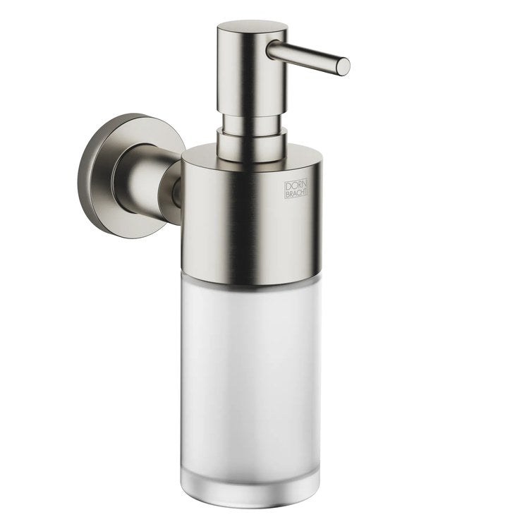 Soap Dispenser TARA Brushed Platinum Wall Mount Frosted Glass 8.45 Ounce