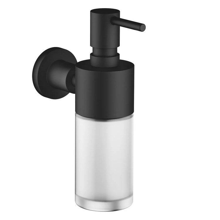 Soap Dispenser TARA Matte Black Wall Mount Frosted Glass 8.45 Ounce