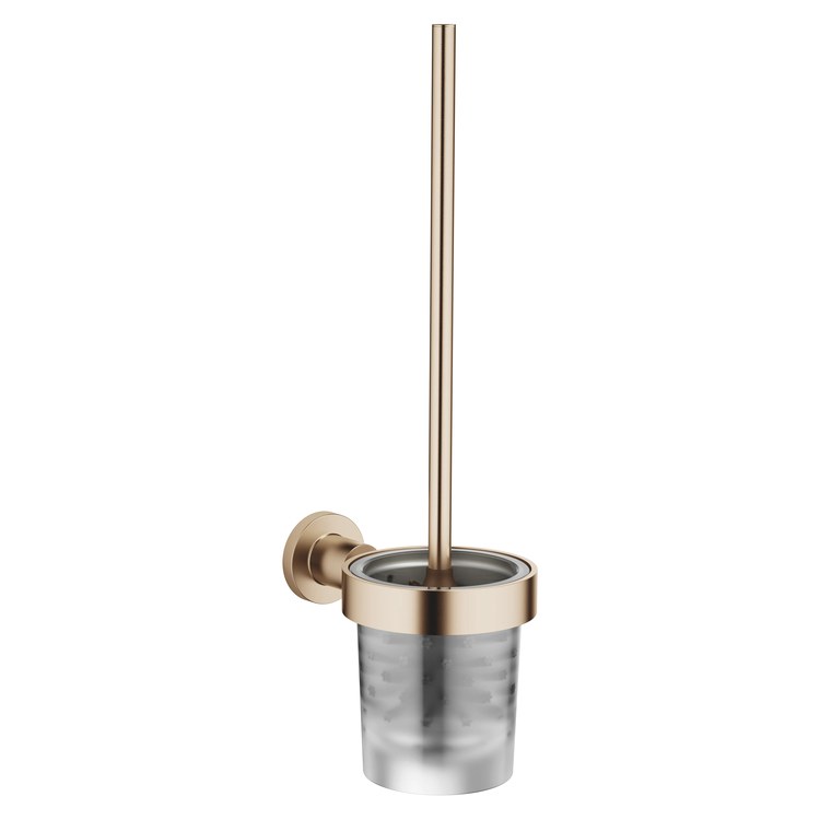 Toilet Brush Set TARA Brushed Champagne Frosted Glass Brush Holder Wall Mount