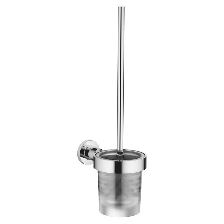 Toilet Brush Set TARA Chrome Frosted Glass Brush Holder Wall Mount