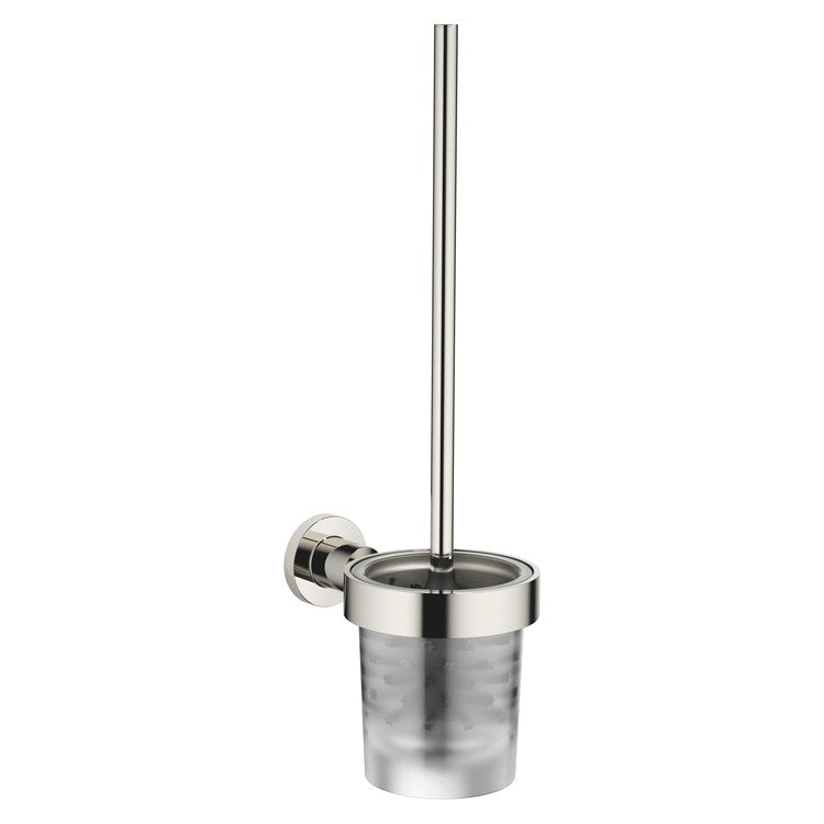 Toilet Brush Set TARA Platinum Frosted Glass Brush Holder Wall Mount - Image 1
