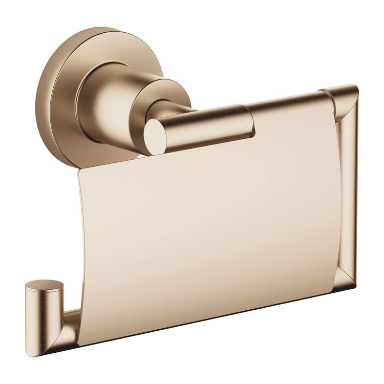 Toilet Paper Holder TARA with Cover Brushed Champagne Brass Alloy 3 Inch Wall Mount - Image 1