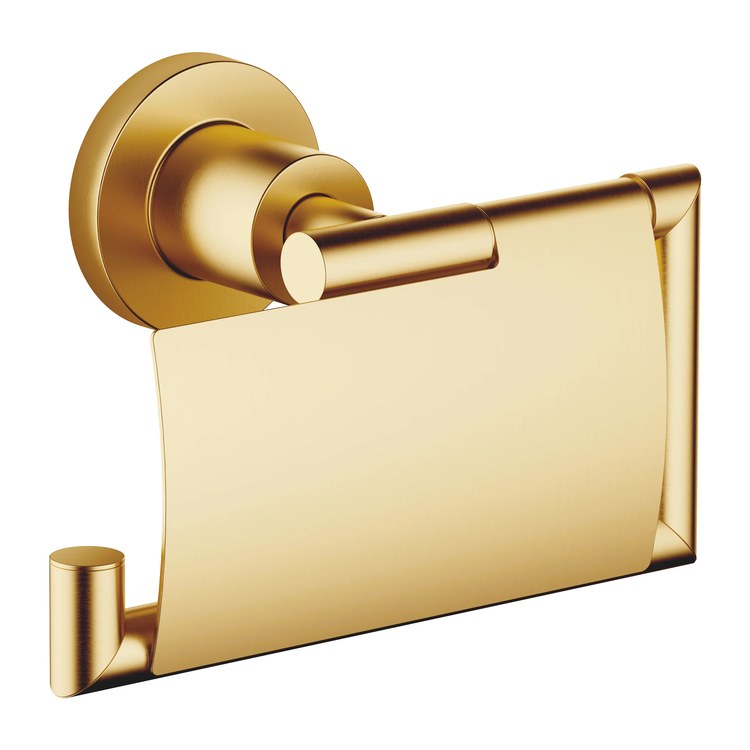 Toilet Paper Holder TARA with Cover Brushed Durabrass Brass Alloy 3 Inch Wall Mount - Image 1