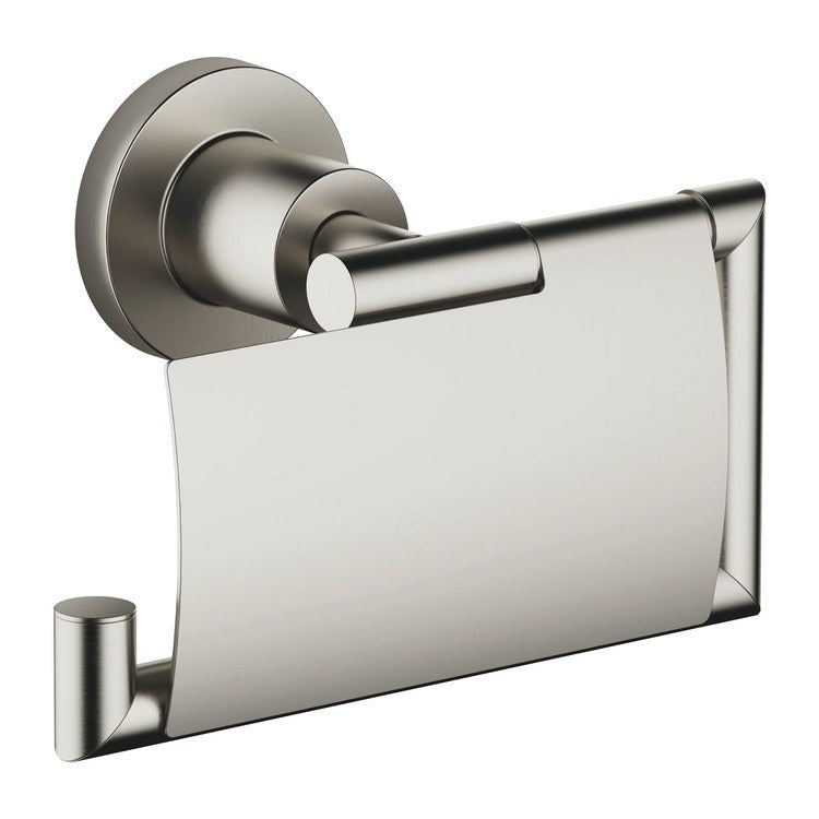 Toilet Paper Holder TARA with Cover Brushed Platinum Brass Alloy 3 Inch Wall Mount - Image 1
