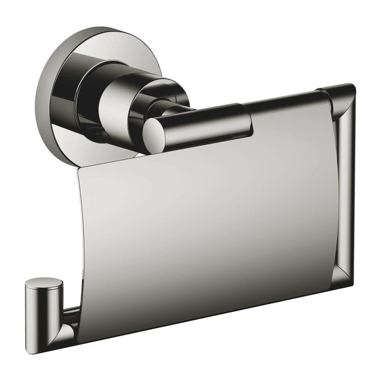 Toilet Paper Holder TARA with Cover Dark Chrome Brass Alloy 3 Inch Wall Mount - Image 1