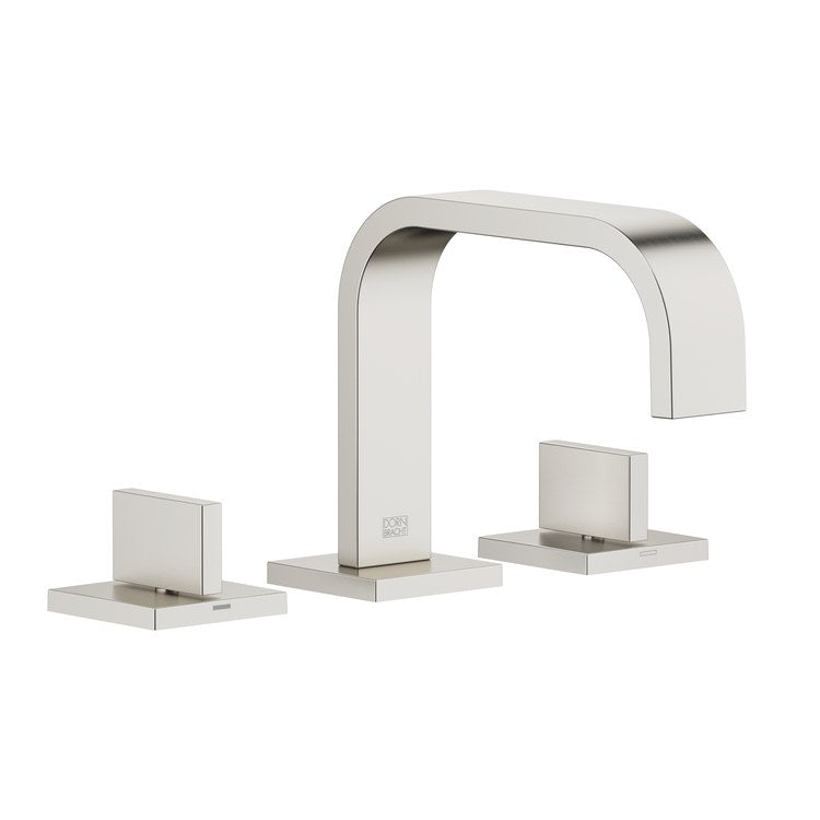 Lavatory Faucet MEM Mixer 2 Lever Brushed Platinum 1.2 Gallons per Minute Pop-Up Waste 3 Hole - Image 1
