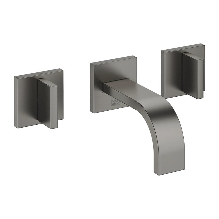 Lavatory Faucet MEM Mixer Wall Mount 2 Lever ADA Brushed Dark Platinum 1.2 Gallons per Minute Less Drain 3 Hole - Image 1
