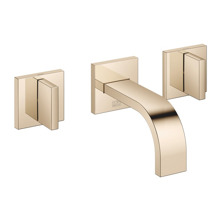 Lavatory Faucet MEM Mixer Wall Mount 2 Lever ADA Champagne 1.2 Gallons per Minute Less Drain 3 Hole - Image 1