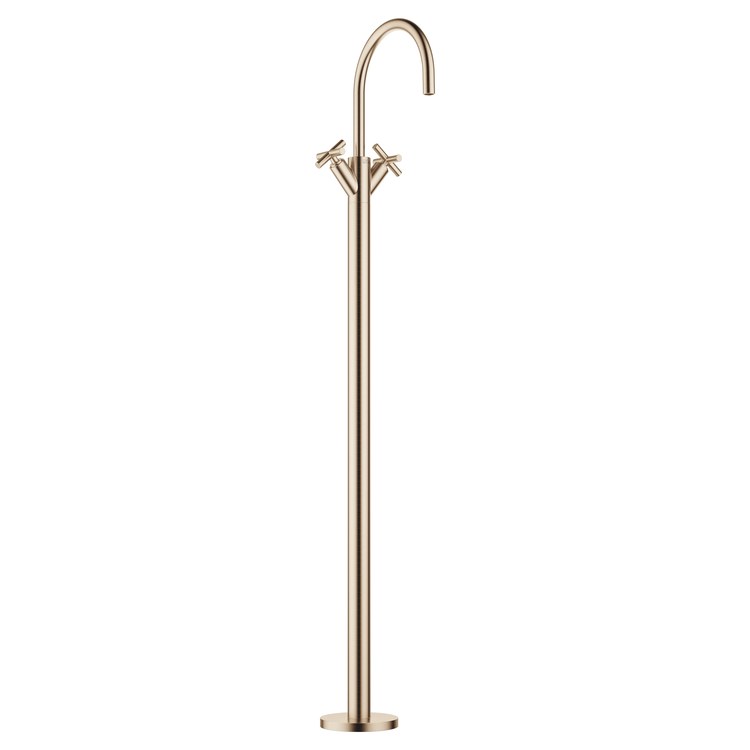 Lavatory Faucet TARA Mixer with Stand Pipe 2 Cross ADA WaterSense Brushed Champagne 1.2 Gallons per Minute Less Drain 1 Hole - Image 1