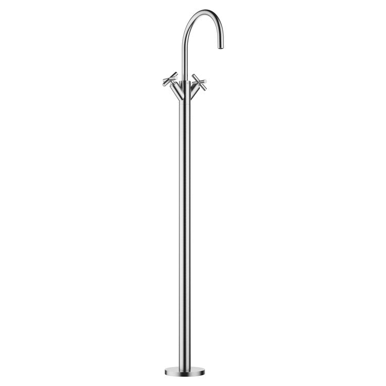 Lavatory Faucet TARA Mixer with Stand Pipe 2 Cross ADA WaterSense Brushed Chrome 1.2 Gallons per Minute Less Drain 1 Hole - Image 1