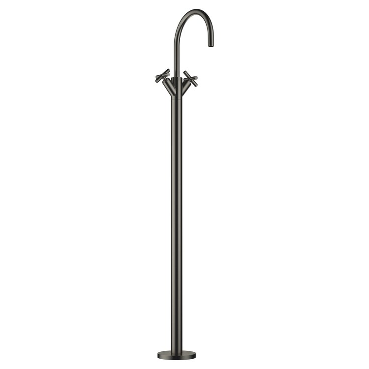 Lavatory Faucet TARA Mixer with Stand Pipe 2 Cross ADA WaterSense Brushed Dark Platinum 1.2 Gallons per Minute Less Drain 1 Hole - Image 1