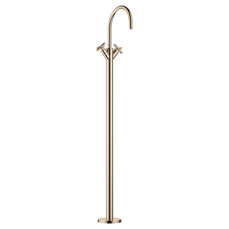 Lavatory Faucet TARA Mixer with Stand Pipe 2 Cross ADA WaterSense Champagne 1.2 Gallons per Minute Less Drain 1 Hole - Image 1