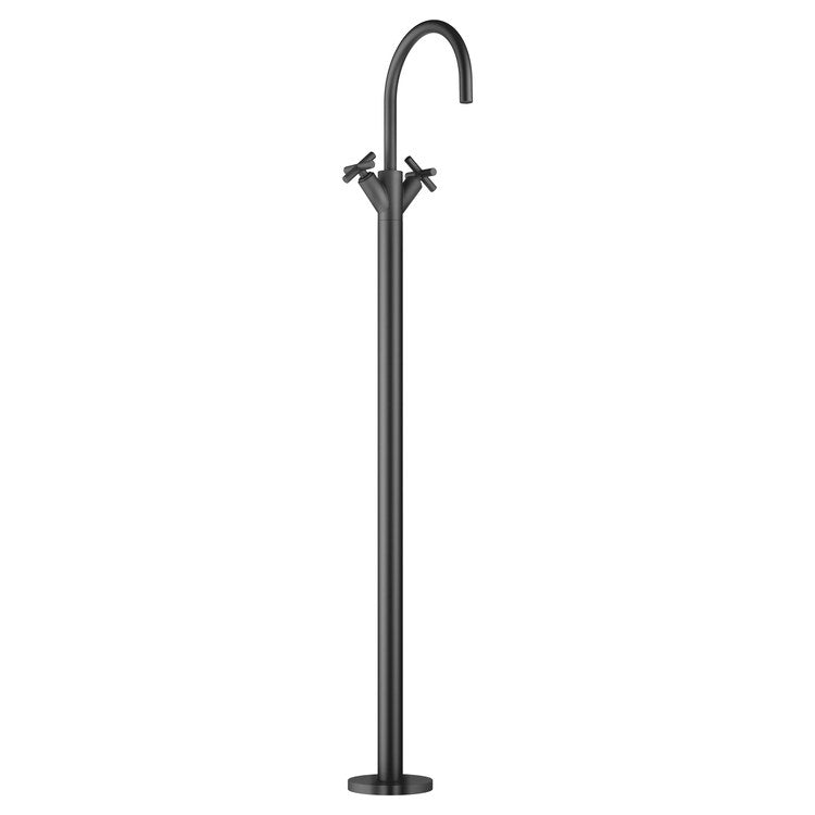 Lavatory Faucet TARA Mixer with Stand Pipe 2 Cross ADA WaterSense Matte Black 1.2 Gallons per Minute Less Drain 1 Hole - Image 1