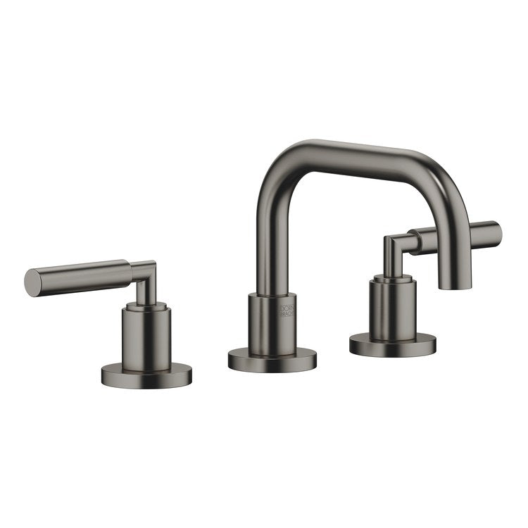 Lavatory Faucet TARA Mixer 2 Lever ADA WaterSense Brushed Dark Platinum 1.2 Gallons per Minute Pop-Up Waste 3 Hole