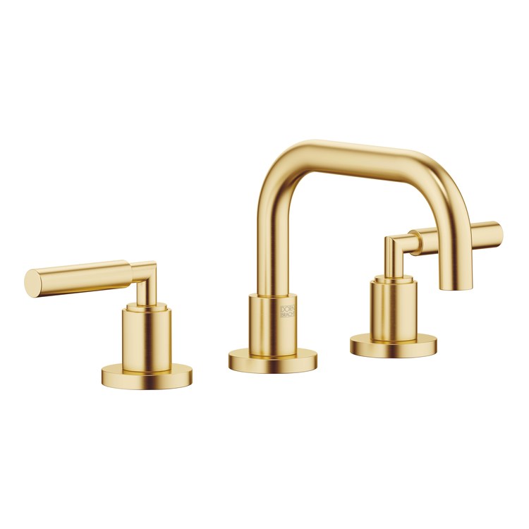 Lavatory Faucet TARA Mixer 2 Lever ADA WaterSense Brushed Durabrass 1.2 Gallons per Minute Pop-Up Waste 3 Hole