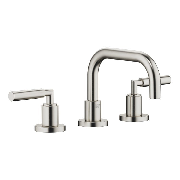 Lavatory Faucet TARA Mixer 2 Lever ADA WaterSense Brushed Platinum 1.2 Gallons per Minute Pop-Up Waste 3 Hole
