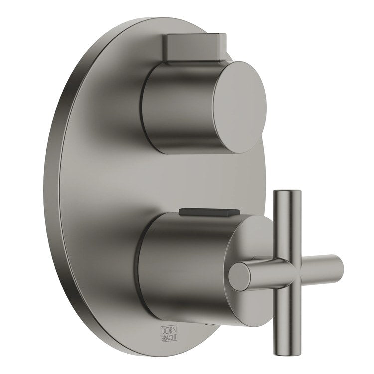 Thermostatic Trim TARA Concealed with 1 Way Volume Control 2 Cross/Knob Brushed Dark Platinum ADA - Image 1