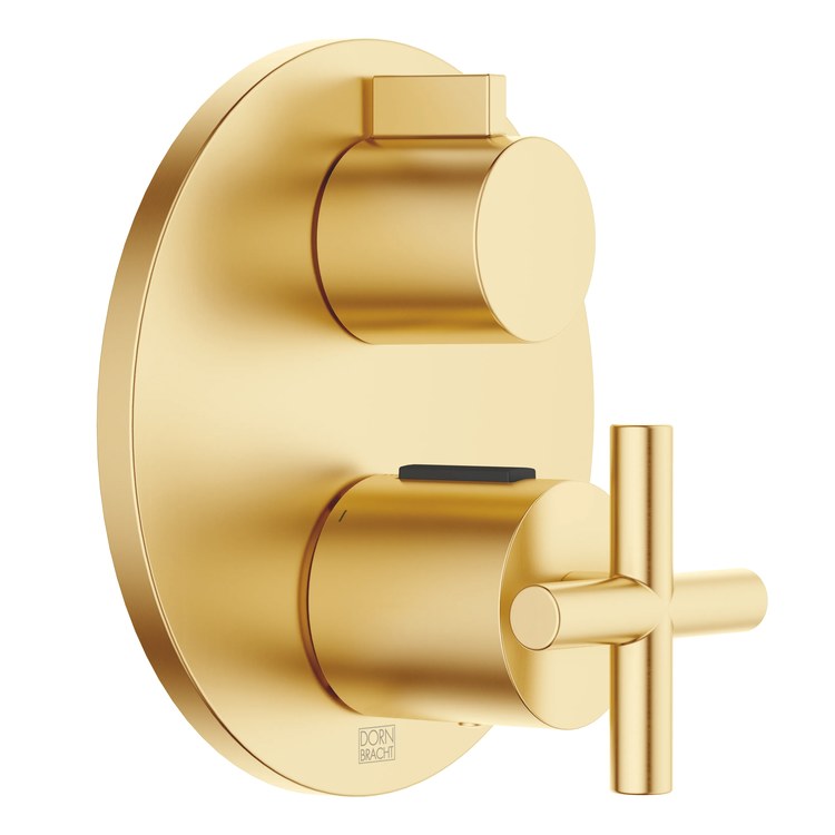 Thermostatic Trim TARA Concealed with 1 Way Volume Control 2 Cross/Knob Brushed Durabrass ADA - Image 1