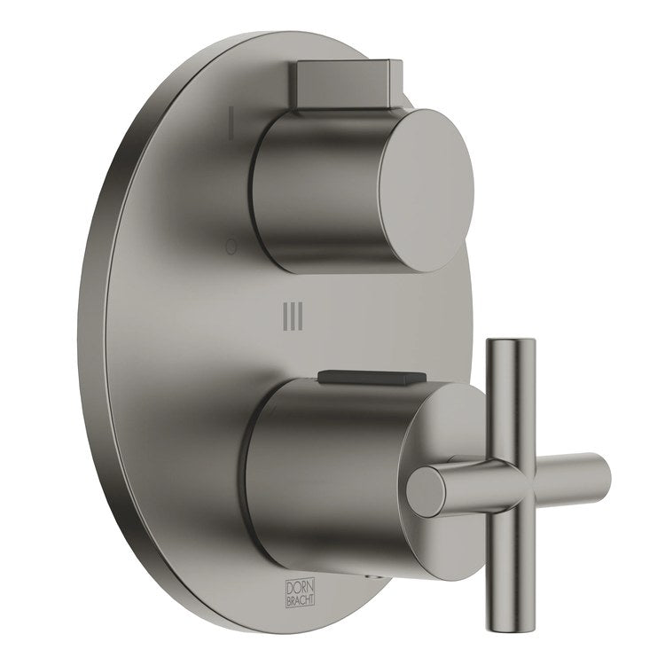 Thermostatic Trim TARA Concealed with 3 Way Volume Control 2 Cross/Knob Brushed Dark Platinum ADA - Image 1