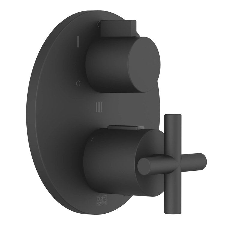 Thermostatic Trim TARA Concealed with 3 Way Volume Control 2 Cross/Knob Matte Black ADA - Image 1