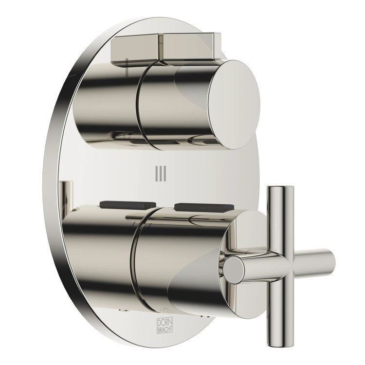 Thermostatic Trim TARA Concealed with 3 Way Volume Control 2 Cross/Knob Platinum ADA - Image 1