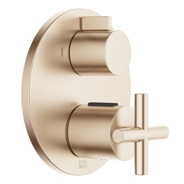 Thermostatic Trim TARA Concealed with 2 Way Volume Control 2 Cross/Knob Brushed Champagne ADA - Image 1