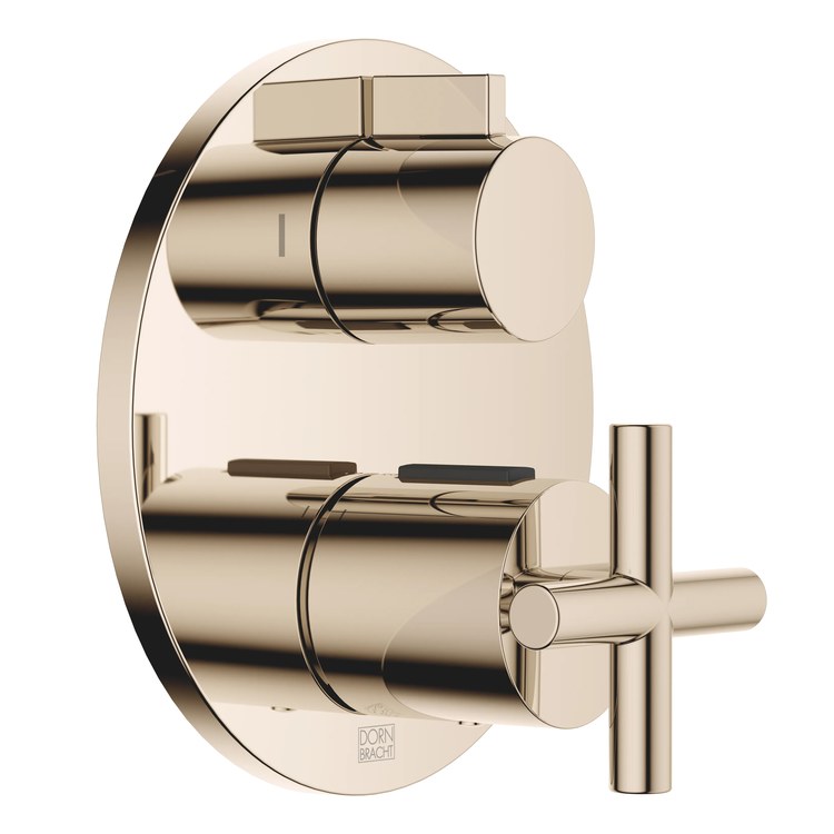 Thermostatic Trim TARA Concealed with 2 Way Volume Control 2 Cross/Knob Champagne ADA - Image 1