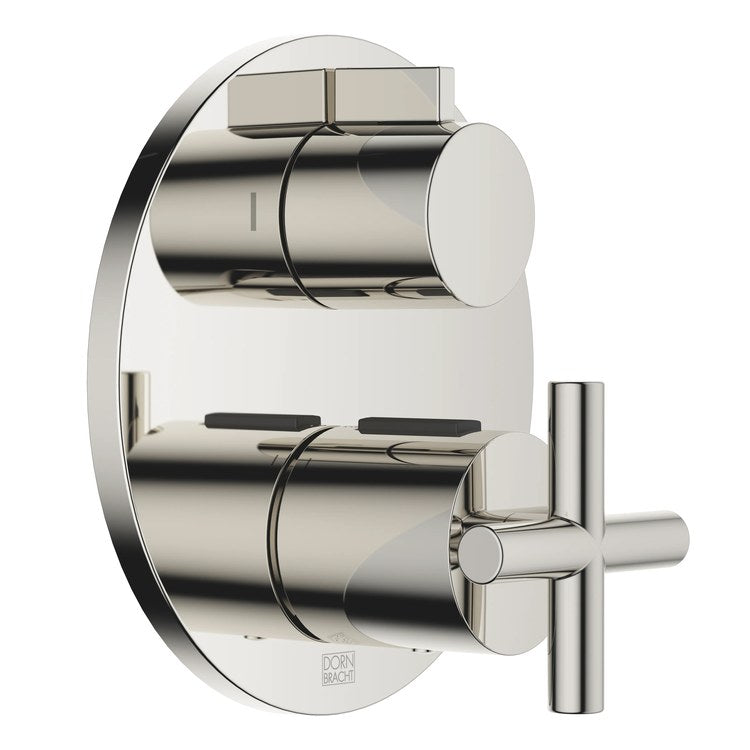 Thermostatic Trim TARA Concealed with 2 Way Volume Control 2 Cross/Knob Platinum ADA - Image 1