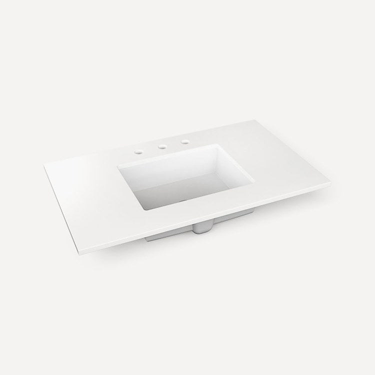 Vanity Top Craft Undermount 37 Inch Quartz White 8 Inch Spread Silestone Quartz 3 Hole - Image 1