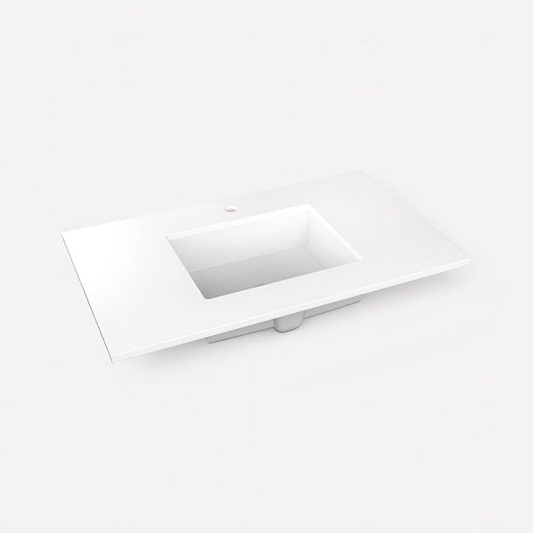 Vanity Top Craft Undermount 37 Inch White Zeus Silestone Quartz 1 Hole