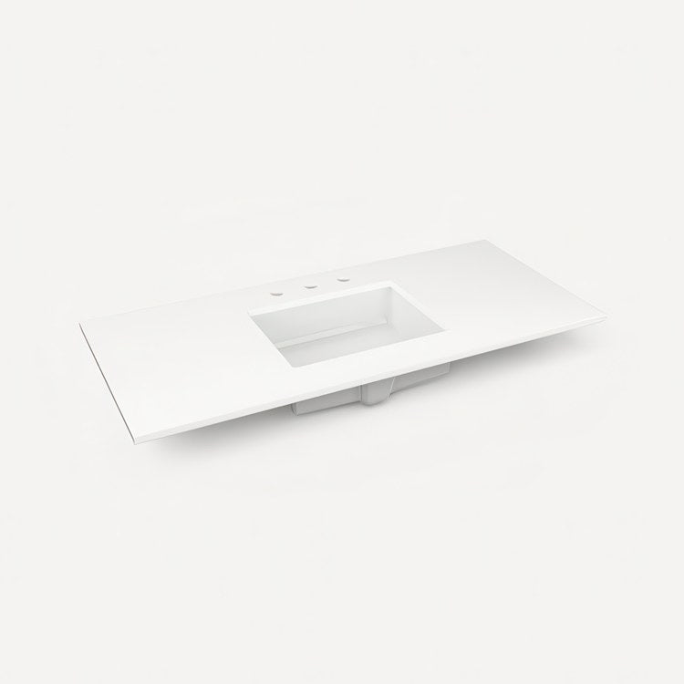 Vanity Top Craft Undermount 49 Inch Quartz White 8 Inch Spread Silestone Quartz 3 Hole - Image 1