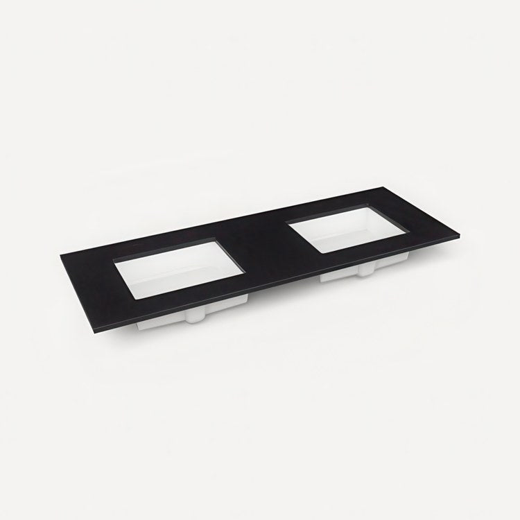 Vanity Top Craft Undermount 61 Inch Lava Black 8 Inch Spread Silestone Quartz 3 Hole - Image 1
