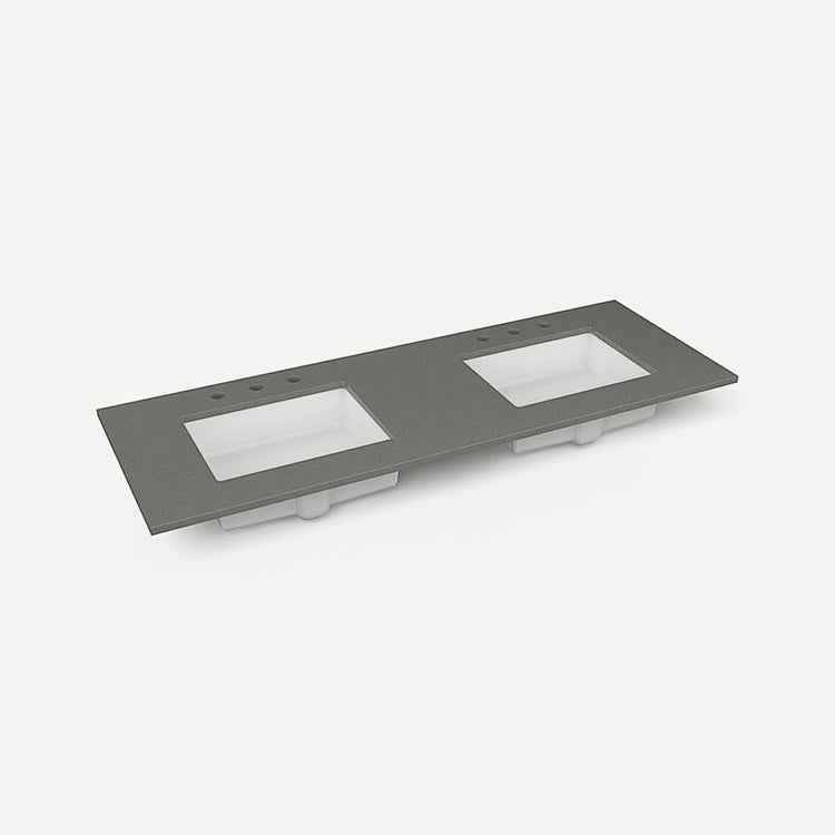 Vanity Top Craft Undermount 61 Inch Stone Gray 8 Inch Spread Silestone Quartz 3 Hole
