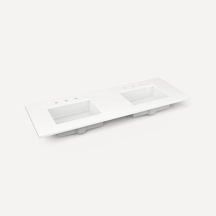 Vanity Top Craft Undermount 61 Inch Quartz White 8 Inch Spread Silestone Quartz 3 Hole
