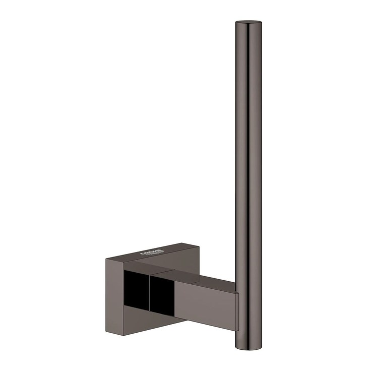 Toilet Paper Holder Essentials Cube Hard Graphite Metal 2-3/8 Inch Wall Mount - Image 1