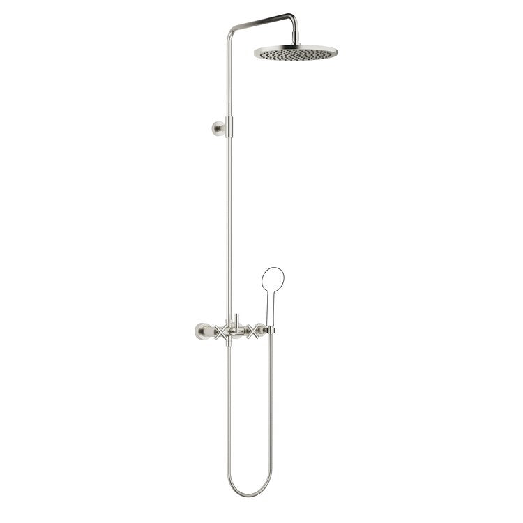 Shower Set TARA Exposed with Mixer Less Handshower 3 Cross/Lever Brushed Platinum 1.8 Gallons per Minute - Image 1