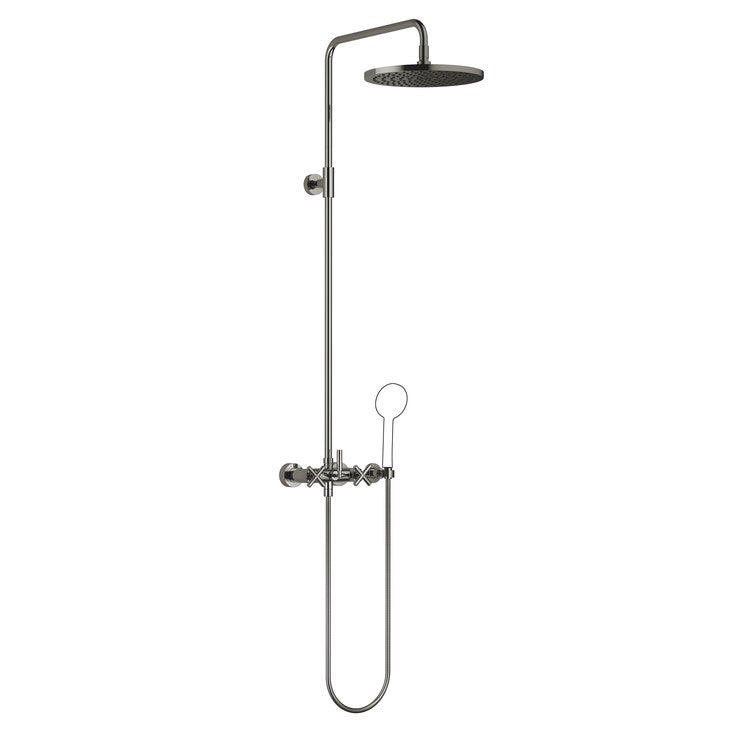 Shower Set TARA Exposed with Mixer Less Handshower 3 Cross/Lever Dark Chrome 1.8 Gallons per Minute