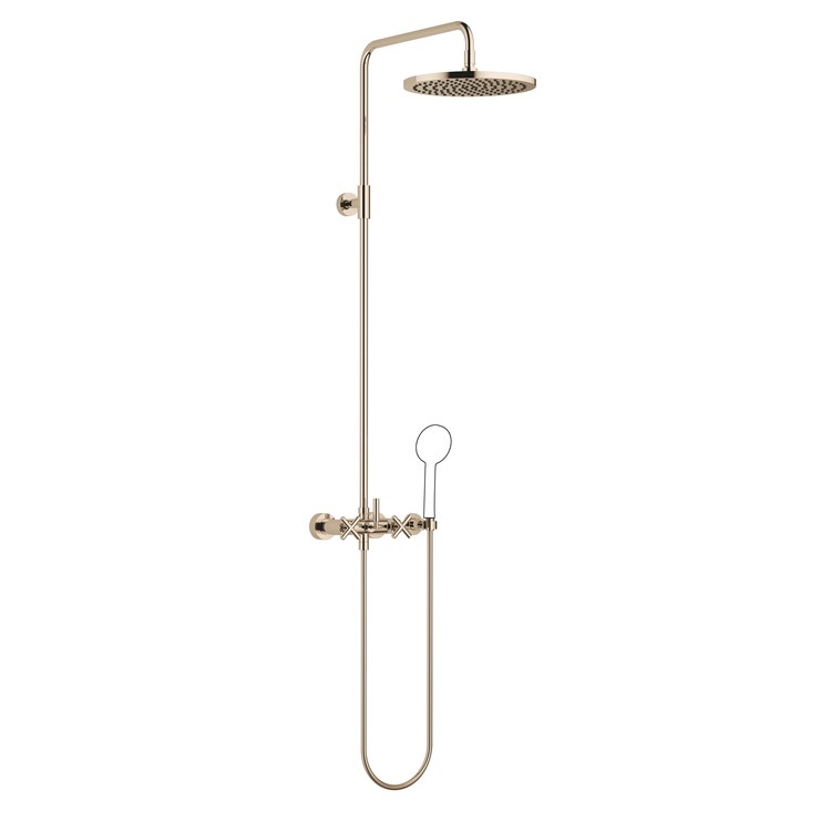 Shower Set TARA Exposed with Mixer Less Handshower 3 Cross/Lever Champagne 1.8 Gallons per Minute - Image 1