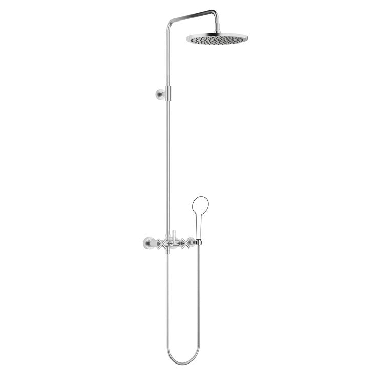Shower Set TARA Exposed with Mixer Less Handshower 3 Cross/Lever Brushed Chrome 1.8 Gallons per Minute - Image 1