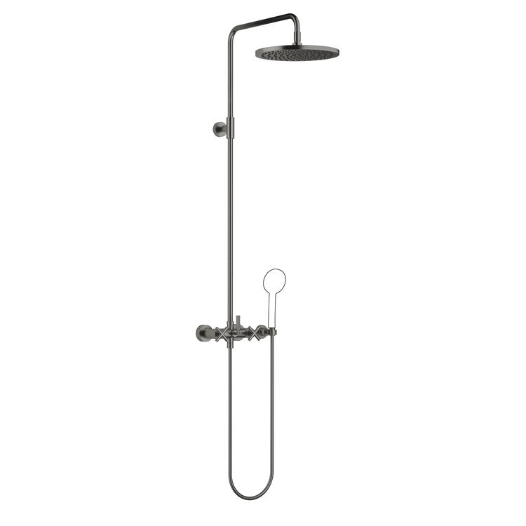 Shower Set TARA Exposed with Mixer Less Handshower 3 Cross/Lever Brushed Dark Platinum 1.8 Gallons per Minute - Image 1